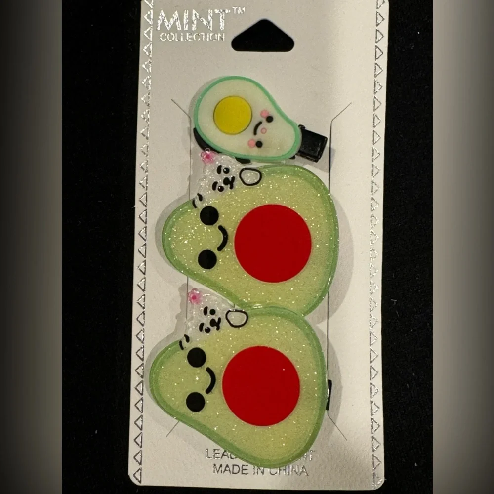 Girls Set of 3 Hair Clips Avocado